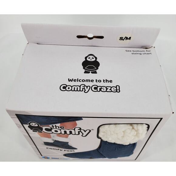 The Comfy Feet Slipper Socks US(W) 5-7 S/M Navy As Seen On Shark Tank Sherpa New - Picture 3 of 4